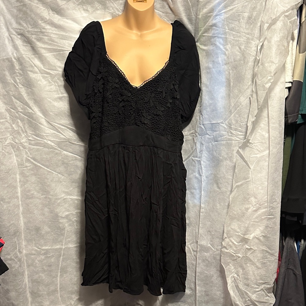 Torrid Black Mini Dress with Lace Detail